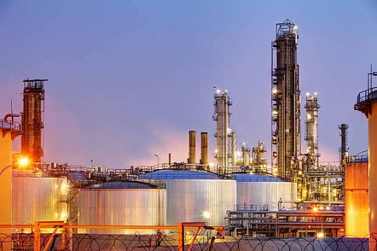 Crude oil storage tanks